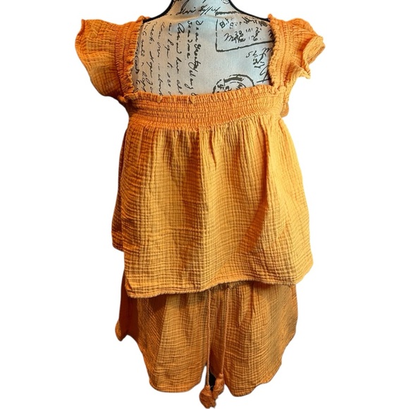 LOFT Beach Vibrant Orange Short set EUC - Picture 3 of 7